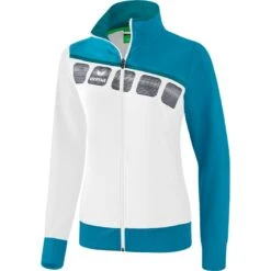 Erima Trainingsjacke 5C (elastisch, Feuchtigkeitsregulierend) Weiss/hellblau Damen
