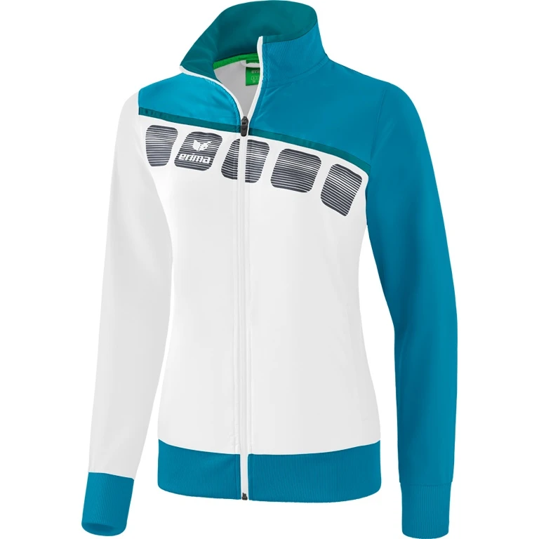 Erima Trainingsjacke 5C (elastisch, Feuchtigkeitsregulierend) Weiss/hellblau Damen 1 Erima Trainingsjacke 5C (elastisch, Feuchtigkeitsregulierend) Weiss/hellblau Damen