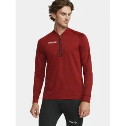 Craft Sport-Langarmshirt Extend Halfzip (hohe Bewegungsfreiheit, Bequeme Passform) Weinrot Herren