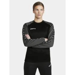 Craft Sport-Langarmshirt Squad 2.0 Crew Neck (rec. Polyester, Optimale Bewegungsfreiheit) Schwarz Damen