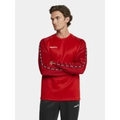 Craft Sport-Langarmshirt Squad 2.0 Crew Neck (rec. Polyester, Optimale Bewegungsfreiheit) Rot Herren