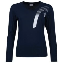 Head Tennis-Langarmshirt Club 22 Linda 2022 (Baumwollmix) Dunkelblau Damen