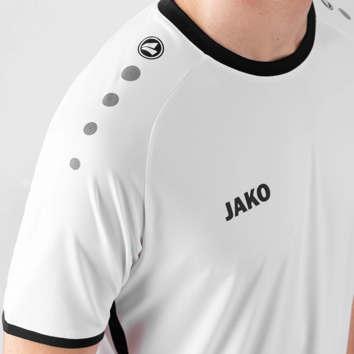 JAKO Sport-Tshirt Trikot Primera Kurzarm (schlichtes Design, Polyester-Interlock) Weiss/schwarz Herren 5 JAKO Sport-Tshirt Trikot Primera Kurzarm (schlichtes Design, Polyester-Interlock) Weiss/schwarz Herren – Bild 5