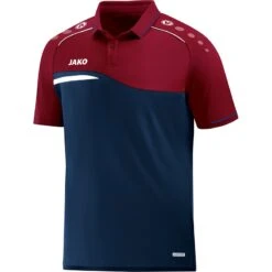 JAKO Sport-Polo Competition 2.0 (100% Polyester) Marineblau/dunkelrot Herren