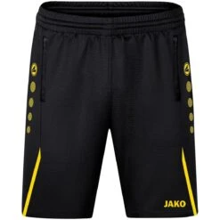 JAKO Trainingshose (Short) Challenge - Double-Stretch-Knit, Seitentaschen Mit Reissverschluss - Schwarz/gelb Jungen