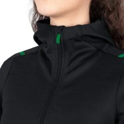 JAKO Freizeitjacke Challenge Mit Kapuze (100% Polyester) Schwarz/grün Damen -Tennis Meister Jako Freizeitjacke Challenge Damen 9821 503 3 1200x1200 1