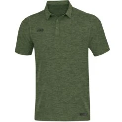 JAKO Sport/Freizeit Polo Premium Basics (Polyester-Stretch-Jersey) Khaki/grün Meliert Herren
