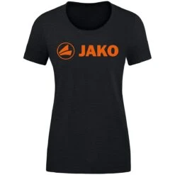 JAKO Freizeit-Shirt Promo (Bio-Baumwolle) Schwarzmeliert/orange Damen