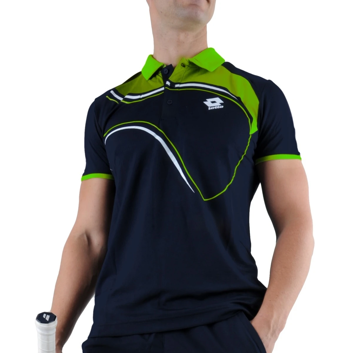 Lotto Tennis-Polo LED Navyblau/clover Herren 1 Lotto Tennis-Polo LED Navyblau/clover Herren