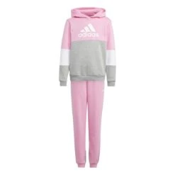 ADIDAS PERFORMANCE Adidas Trainingsanzug Colourblock Fleece (Baumwollmix) Pink/grau Mädchen